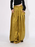 Zingj 2024 Stylish Wide-Leg Pants Pleated Zip Pocket Design Straight Casual