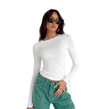 Spring And Summer Women's New Solid Color Collar Repair Shirt Long-Sleeved T-Shirt