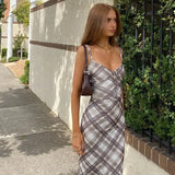 Zingj Explosive Products Fashion Retro Plaid Hot Girl Low Chest Sexy Temperament Slim Condole Belt