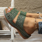 Southeast Asia Flower Slope And Hollow Large-Size Slippers Women Cool Slippers