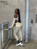Irregular Hipster 2Piece Set Women Off Shoulder Skinny Tank Tops+High Waist Pants Casual Matching Streetwear