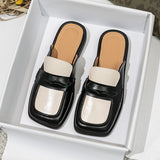 Half Slippers Female British Style French Style Metal Lazy Outside Wearing A Foot Pedal Muller Shoes Large-Size