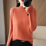 Zingj 2024 Autumn / Winter New Women's Korean Version Slim Half High Collar Short Solid Color Bottom Sweater-Outfit