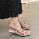 Head Cool Slippers Women's Shoes 2025 New External Wearing Toe Sandals Fine Heel