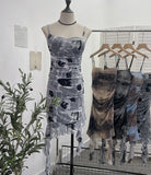 Shooting Sexy Sling Dress Girl Summer Babes Thin With Chest Cushion Lotion Side Ribbon Mesh Vest Dress