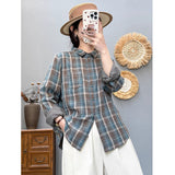Spring And Autumn New Art Retro Long-Sleeved Shirt Women Loose Leisure Shirt Shirt Double Cotton Yarn