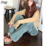 Leg Full-length Jeans Women Denim Vintage Loose Washed Female Trousers New Arrivals Autumn Korean Style Fashion