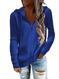 Zingj And Winter New Solid Color Casual Hoodie Loose Zipper Half Cardigan Set Long Sleeve Hooded Knit Women's Wear-Outfit