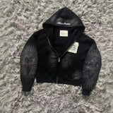 9OESH Printed Hoodie Short Hoodie 2025 New Hot Zip-Up Open Shirt