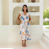 Zingj 24 Spring / Summer Flower Print Single Breasted Dress