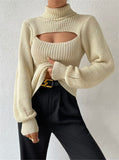 2025 Sweater Sexy Loose Sweater High Collar Hollow Sweater Outside To Wear