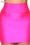 Women High Waist Casual Solid Soft Skirt Elastic Waist Bodycon Short Mini Pencil Skirt Slim Faux Leather Stretch