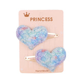 Glitter Cartoon Cartoon Love Heart Crown Hair Clips For Girls Handmade Hairpins Boutique Barrette Kids Hair