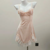 Ice Silk Pajamas Woman 2025 New Pure Wind Silk With Chest Pad Lace Sling Skirt Home