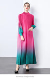 And Fashionable Gradient Lantern Sleeve Pressure Folding Dress Women Autumn And Winter Loose Apparent Thin-Skinny A-Character