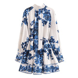 New Waist Tie Positioning Temperament Long-Sleeved Dress
