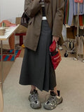 Waist Solid Midi Skirts Women Asymmetrical Chic Trendy Spring Elegant Office Ladies Simple All-match Aesthetic Faldas