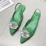 And South Korea Pingtou Tips Drill Sandals Women's New Baotou Velvet Flat Behind The Empty Single Shoes