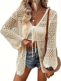 Beach Knitted Jersey In Summer 2025 Sexy Solid Color Knitted Beach Swimwear Shirt Sunscreen