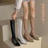 White Boots Female Knight Boots Sleeves Hollow Mesh Yarn Tart Boots High-Boel Boots Cool Boots Long-Boel Large