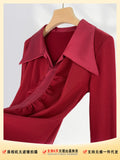 Zingj Port Wind Tip Collar Long Sleeve Shirt Women's Horn Sleeves Early Spring French Atmosphere Top Horseshoe Sleeve Black