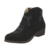 And Winter 2025 New Low-And-Tenced Martin Boots Women's Round Head Size 43 Embroidered Women's Short Boots V Side And Bare