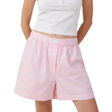 Women's Mid-Rise Shorts Loose Leisure Resort Style Women's Comfortable Three Button