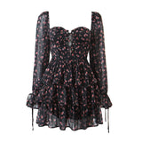 Women's New Chiffon Long-Sleeved Printed Dress