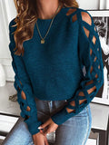 And Winter Sweater Women's Hollow Cloth Splicing Long-Sleeved Knitted Shirt Collar