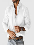 New Men's Shirt City Casual Collar Button Solid Color Men's