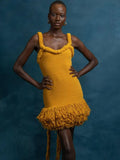 Autumn And Winter Hand-Woven Jasmine Rope Shoulder Strap Tuxedo Skirt Tidly Skirt