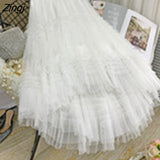 Tulle Long Skirt Women Vintage Gothic High Waist Midi Skirt Korean Style Soft Mesh Fluffy Tutu Skirt Female Jupe