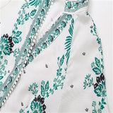New Printed Long Dress Lantern Sleeve V-Neck Casual Beach Vacation Shirt