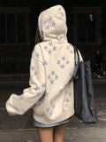 Oversized Star Print Zip Up Hoodie- Outfit