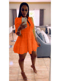 Solid Ruffles Shirt Dress Women Streetwear Half Sleeve Buttons Up High Waist Mini Dress Summer Casual Party
