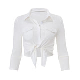 Zingj Summer And Autumn Hot Style Women's Wear College Style Sweet Lapel Single Breasted Cardigan Slim Korean Version Shirt