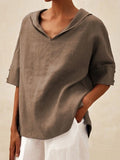 Summer New Women's Solid Cotton Loose Top T-Shirt Short