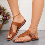 43-Carded Metal Buckle With Cold Slippers 2025 Summer New Flat-Bottomed Characters Beach Wearing Women's