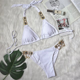 Zingj New Swimsuit Plain Crystal Diamond Chain Women's Split Swimsuit Strap Sexy