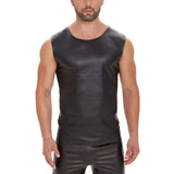 Zingj Men's Sexy Matte Leather Vest Bright Leather Sleeveless T-Shirt Size Accurate No