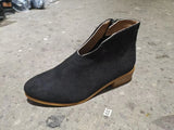 And Winter Leopard Tude Square Root Short Boots Side Zipper Round Head V Mouth Velvet Face Naked Boots