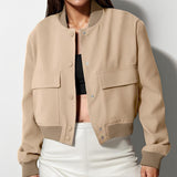 New Coat Temperament Collar Big Pocket Neutral Style Women's Jacket Small Fragrant Spring And Autumn Coat