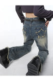 Back Star Patchwork Flare JeansOutfit