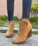 Yards Of Slopes And Female Short Boots In The Autumn And Winter Of The New Flat Bottom Round Head Zipper High Heels And Bare