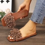 Flat Bottom Square Head Slippers Women New External Wearing Casual Light Beach Cool Slippers