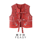 Women's Summer New Casual Wind Collar Tie With Printed Cotton