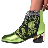 And Ethnic Women's Shoes Embroidered Rough And Autumn And Winter Women's Boots Large Size Martin Women's Short Boots 2025