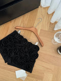 High Waist Three-Dimensional Rose Shorts- Outfit