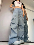 Zingj Pants Female Summer 2024 New Straight Leg Drop Feeling Wide Leg Cargo Pants High Waist Show Slim