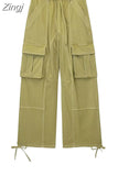 2023 Women's Cargo Trousers Seam Parachute Pants For Women Mid-Waist Baggy Pants Woman Fashion Streetwear Summer Y2k